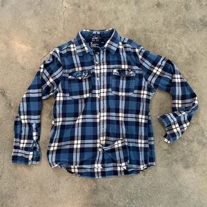 Navy and white American Eagle Flannel size L